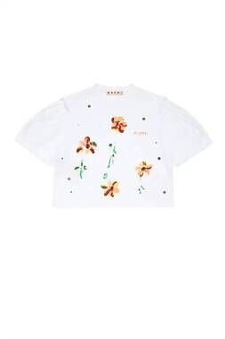 NEW MARNI kids embroidered flower t-shirt in white